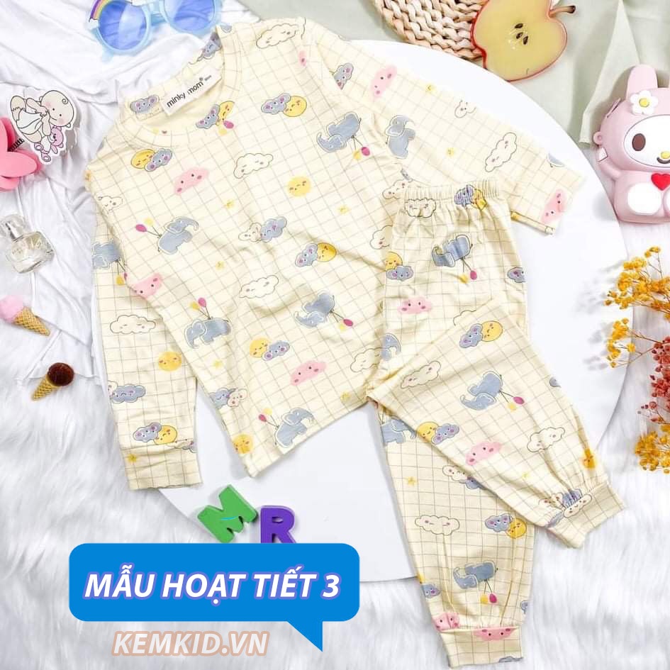 Bộ Minky Mom Dài Tay họa tiết Gấu và Khỉ dễ thương cho bé