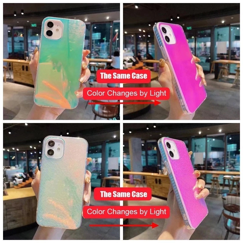 Ốp Điện Thoại TPU Mềm Màu Laser Gradient Sang Trọng Cho iPhone 12 13 Pro Max 13 Mini
