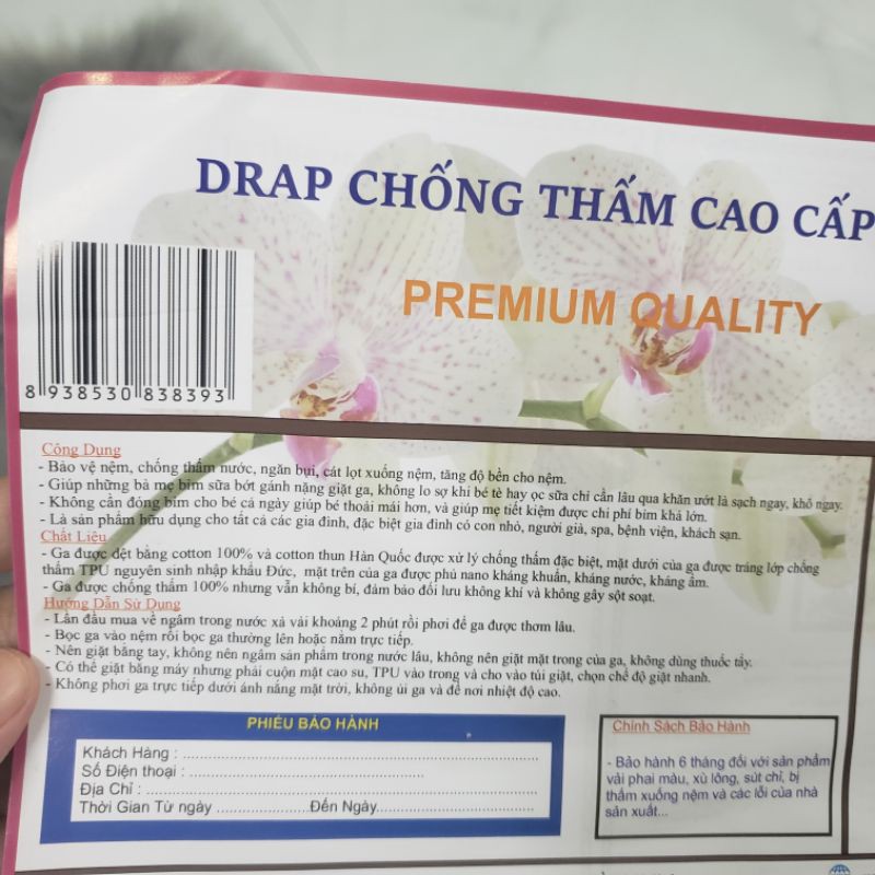 Ga chống thấm cotton thun bảo vệ nệm ngăn ngừa nấm và vi khuẩn tích tụ