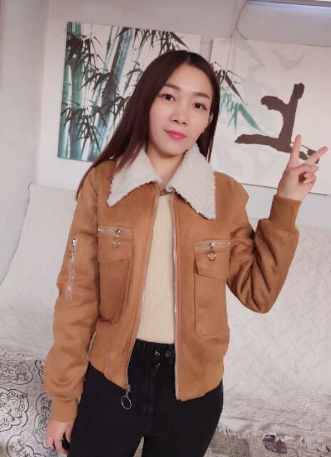 Áo da lộn lông cừu xinh