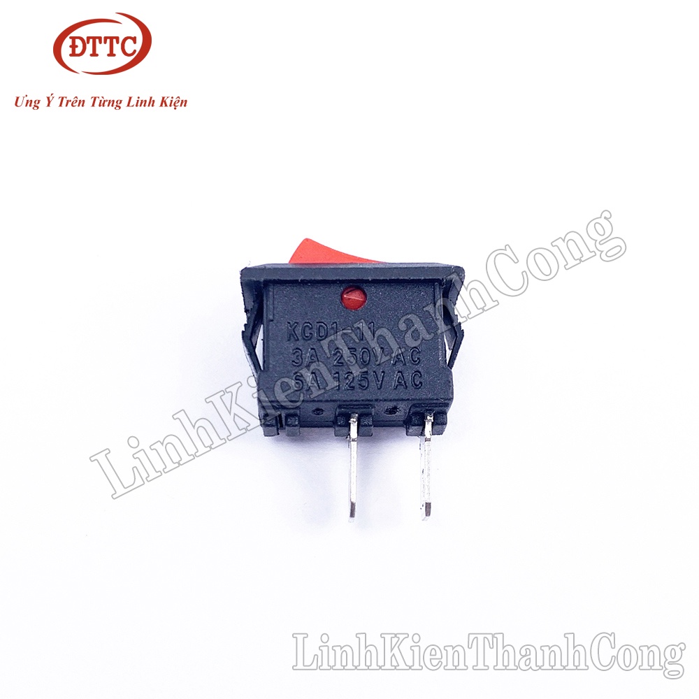 Công Tắc KCD11 2P 3A 250V 15x10mm Đỏ