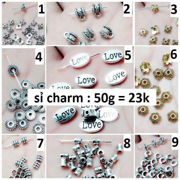 Charm bạc cổ : sỉ 50g / 1 gói = 23k [ Charm sỉ TPHCM - Sài Gòn ]