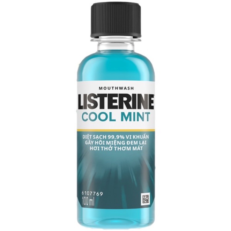 Nước Súc Miệng LISTERINE 100ML Cool Mint, Zero Alcohol, diệt khuẩn bảo vệ răng miệng, giữ hơi thở thơm mát