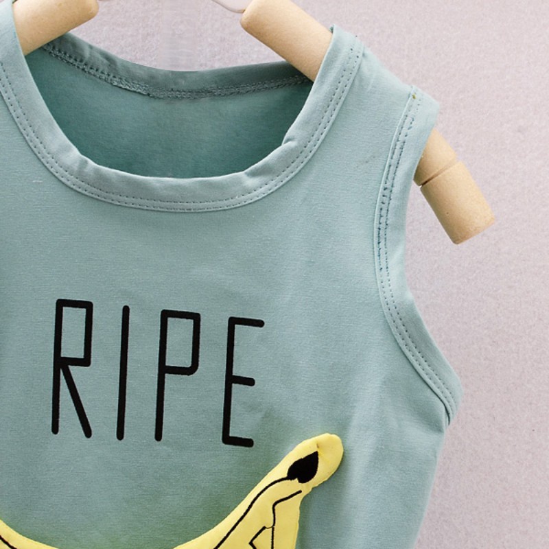 Bộ áo thun 3 lỗ in hình quả chuối + Quần short đáng yêu cho bé trai