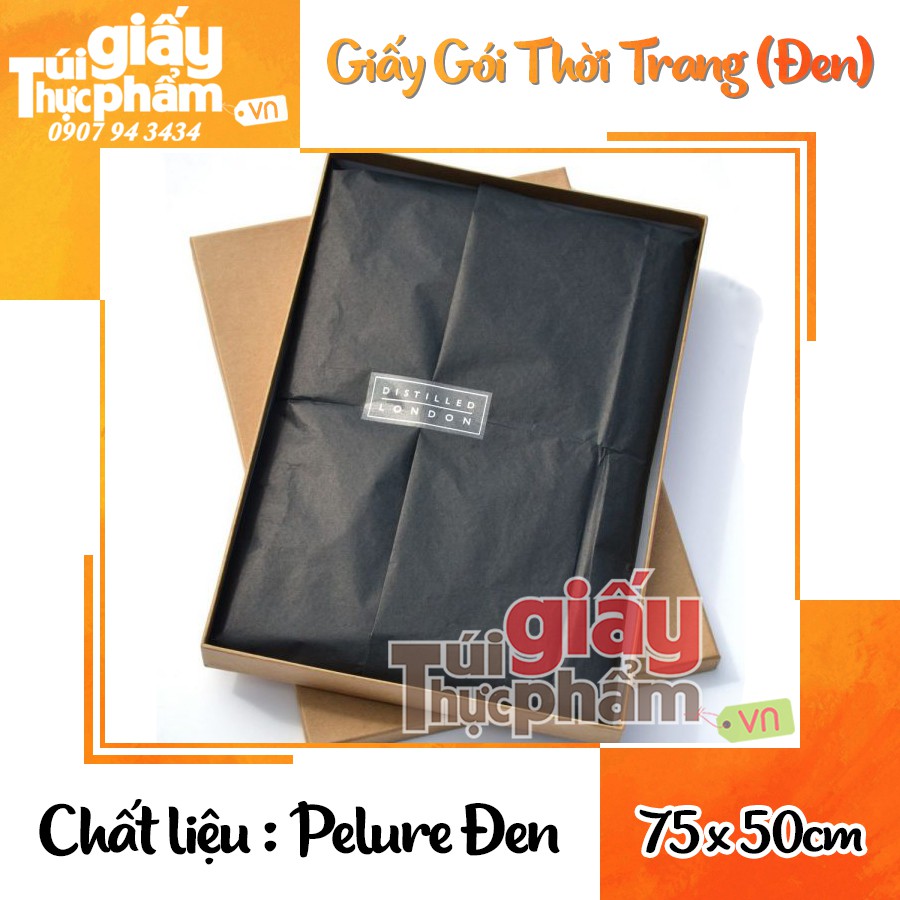 500 tờ Giấy Pelure Đen Gói Thời Trang (75x50cm - 30gsm)