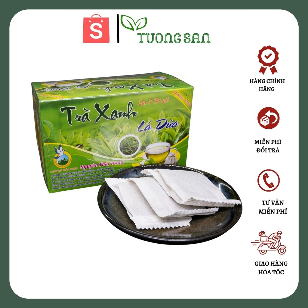 Trà Xanh Lá Dứa túi lọc 20 gói Nguyên Thái Trang giải tỏa căng thẳng sảng khoái tinh thần