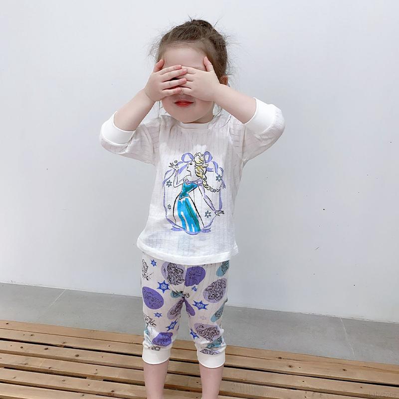 Bộ Đồ Mặc Nhà Vải Cotton Tay Lửng In Hoạt Hình Thời Trang Mùa Hè Cho Bé