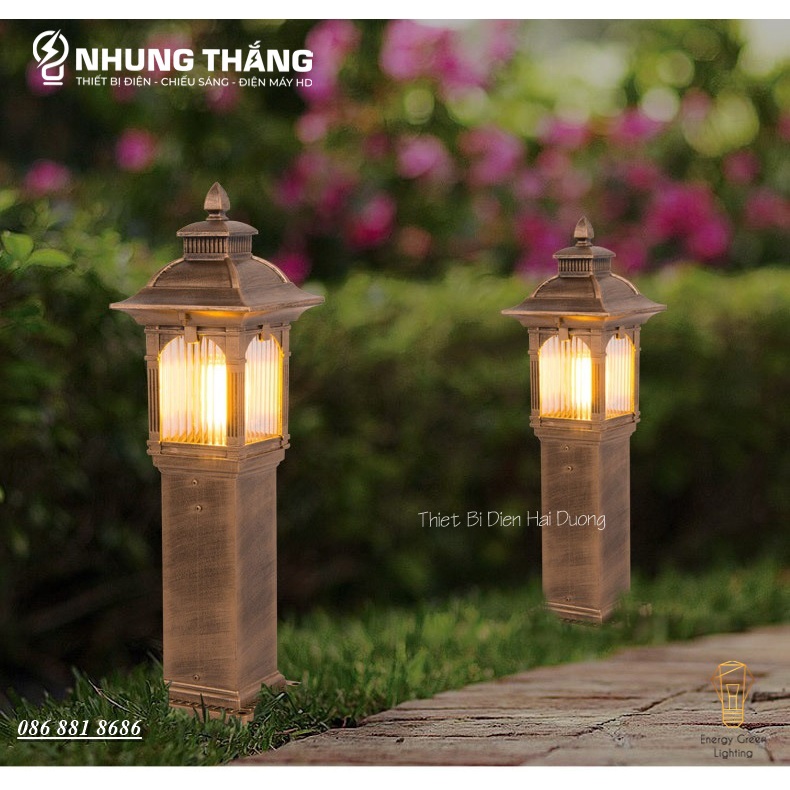 Đèn Cột Trang Trí Sân Vườn Cổ Điển DSV-1172 Chống Nước - Chiều Cao 62cm - Cắm Điện 220V - Kèm Bóng G45 - Bảo Hành 1 Năm