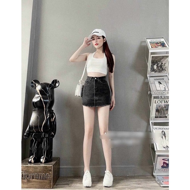 Quần váy jeans lai tưa