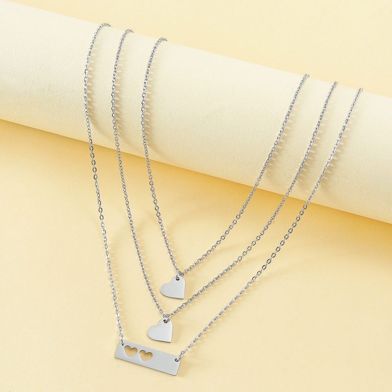 Set 3 Vòng cổ Mặt Thẻ Khắc Trái Tim Rỗng Độc Đáo Cho Mẹ Và Bé