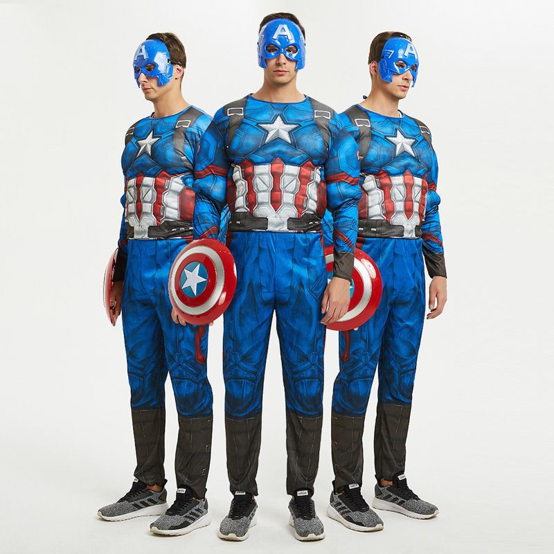 (CÓ SẴN) Trang Phục Hoá Trang Đội Trưởng Mỹ Captain America, Bộ Đồ Halloween Các Nhân Vật Avengers Cho Người Lớn