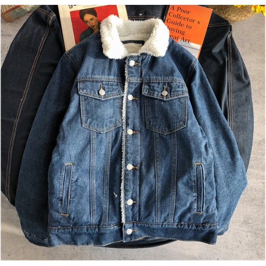 Áo khoác jean nam lót lông cừu hàng quảng châu cao cấp