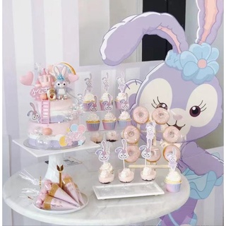 Topper giấy trang trí bánh, tiệc - Thỏ tím