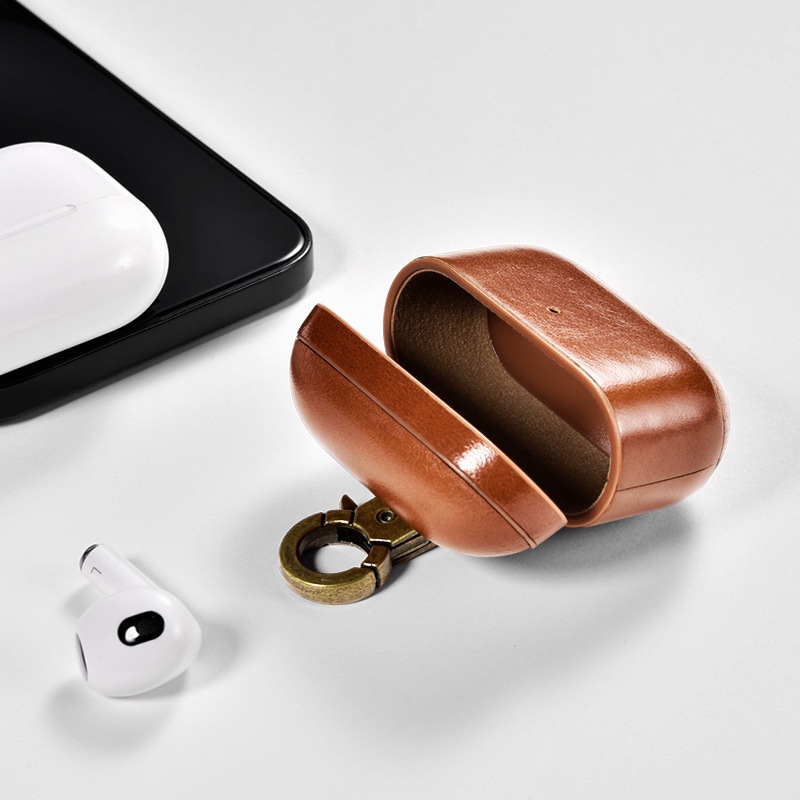 Vỏ bảo vệ hộp sạc tai nghe bằng da phong cách vintage thích hợp cho Airpods 3 airpod pro 1 2