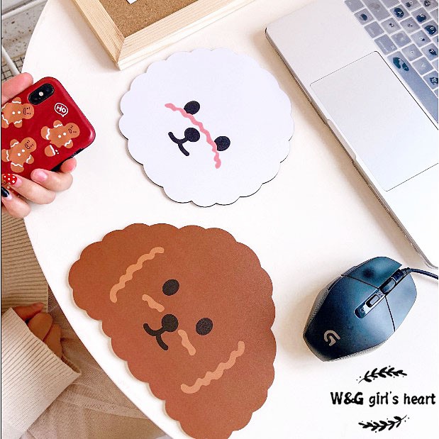 （24h delivery）W&amp;G Nordic simple style Rubber antiskid cartoon family cute curly teddy dog bibi bear shape mini mouse pad for students  mouse pad pad chuột cute