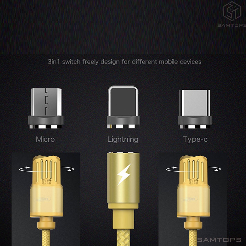 Cáp Sạc Từ Tính Remax Micro Usb Có Đèn Led Cho Samsung Xiaomi 1.5 A