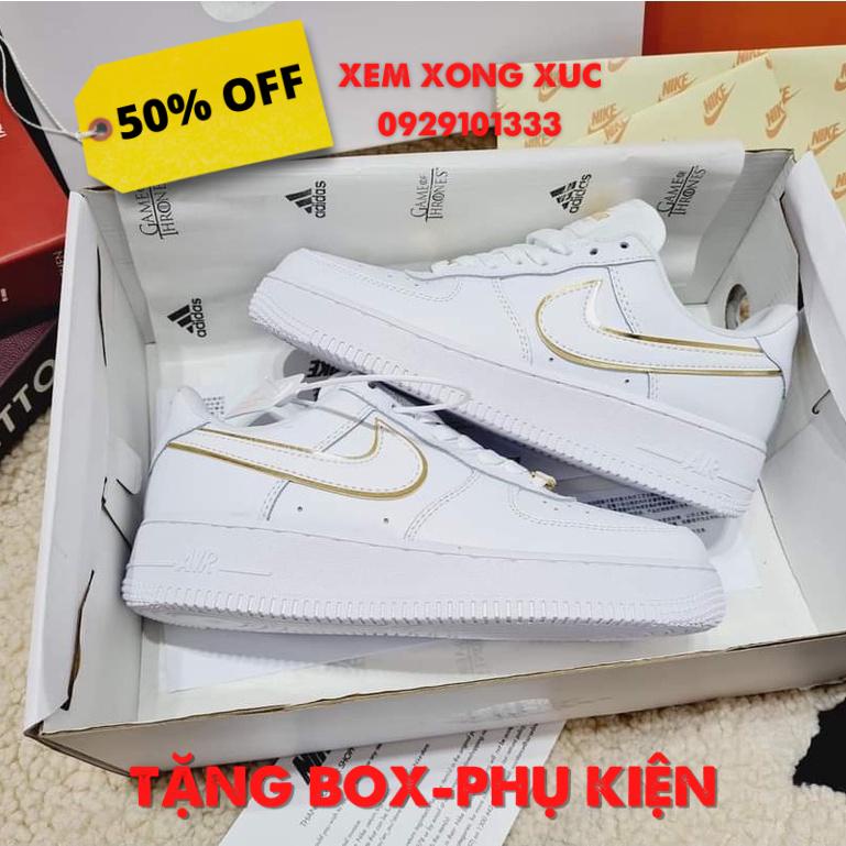 Giày Air Force 1 Vệt Trắng Viền Vàng, Giày Sneaker 𝗔𝗙𝟭 Vệt Trắng Viền Vàng Mẫu Mới Nam Nữ Hot Trend 2023