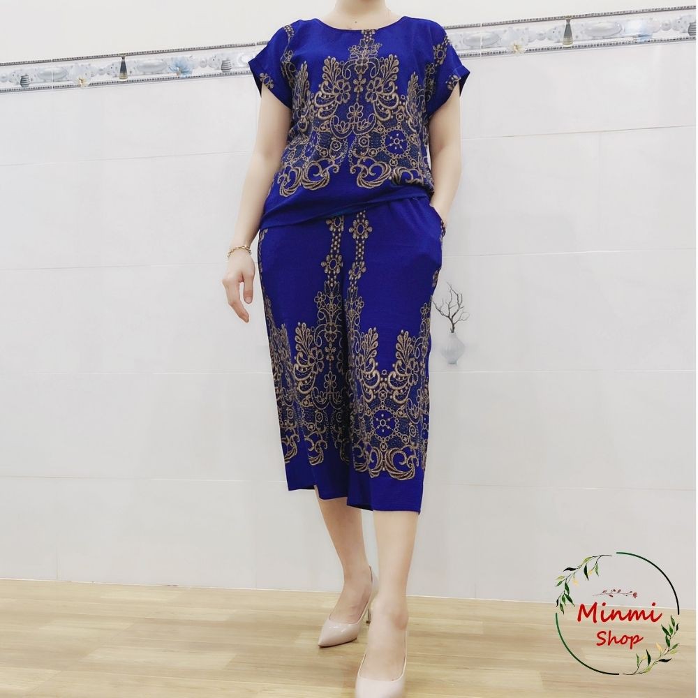 Đồ Bộ Trung Niên Ống Rộng Cho Mẹ Bà Ống Suông Quần Lở Hoạ Tiết Sang Trọng Voan Hàn Đồ Bộ Mặc Nhà U40 U50 | BigBuy360 - bigbuy360.vn