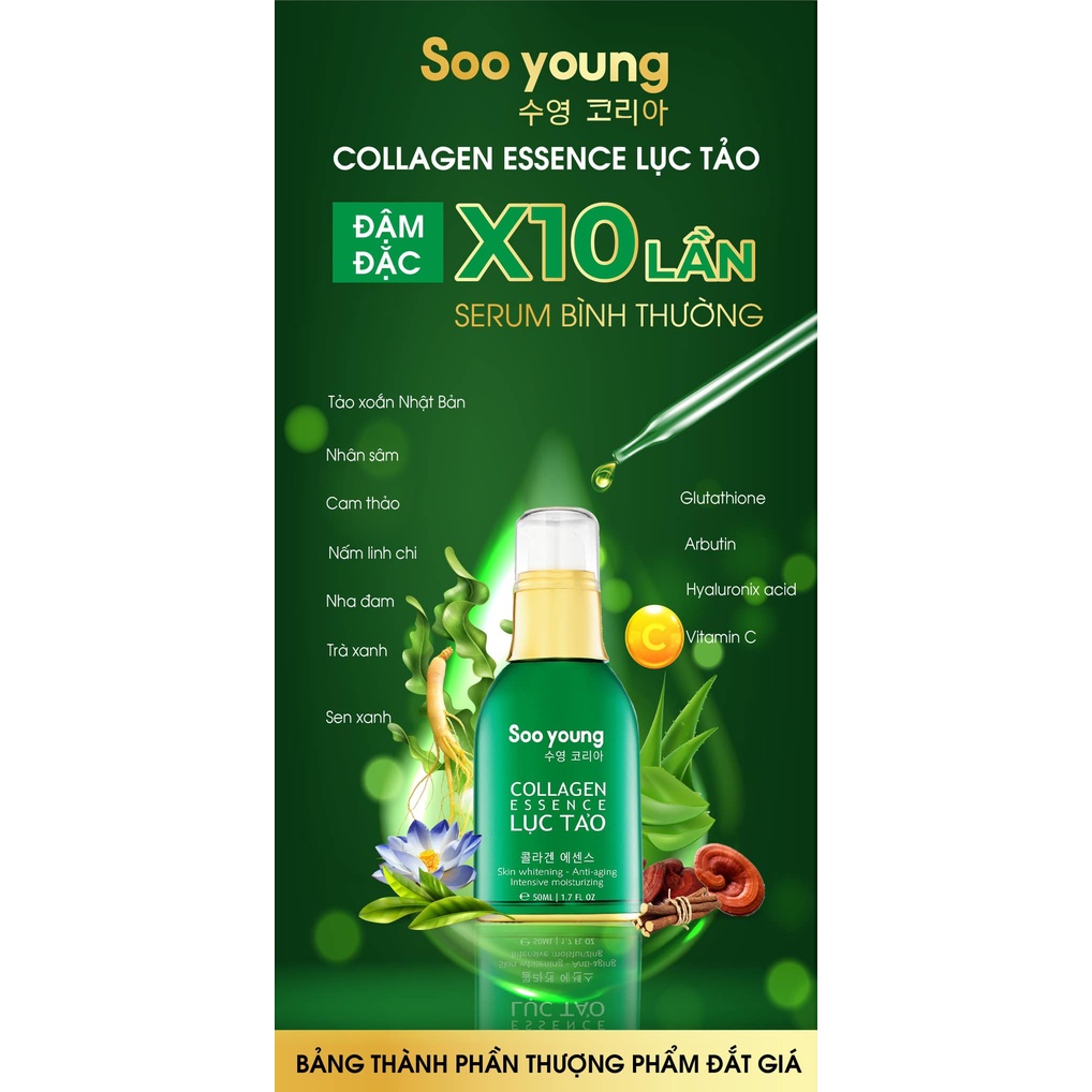 (Hot) Tinh Chất Truyền Trắng Collagen Essence Lục Tảo - SooYoung | BigBuy360 - bigbuy360.vn