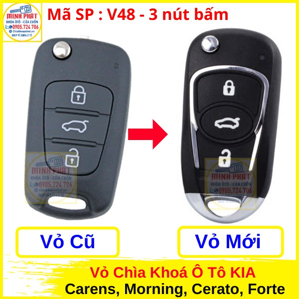 Vỏ Chìa khoá xe Kia Carens, Morning, Cerato, Forte Nút Nhựa