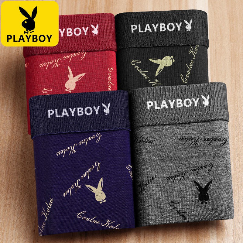 ₪❉♞Playboy Quần Lót boxer cotton Lưng Vừa Kháng Khuẩn Trẻ Trung Cho Nam