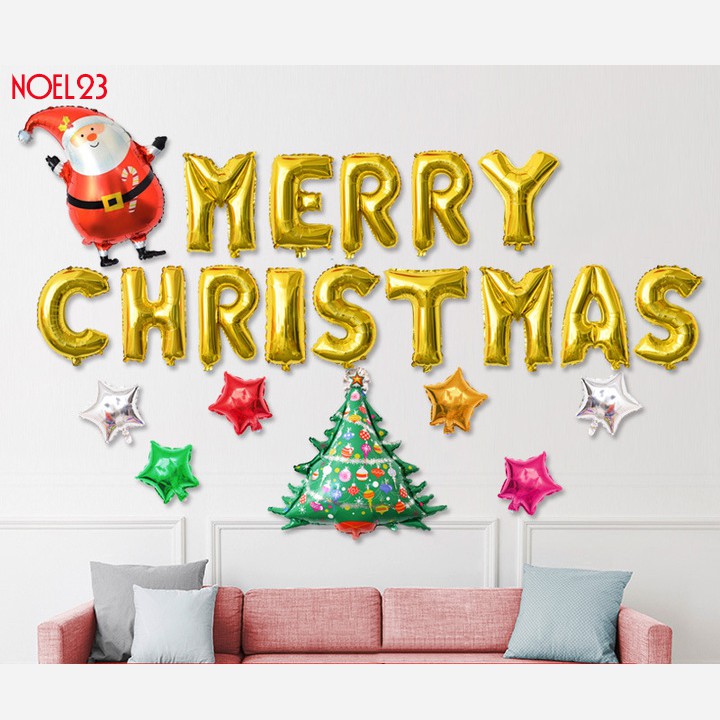 Set bong bóng trang trí tiệc Giáng Sinh hình người tuyết/tuần lộc/ông già Noel/bông tuyết/thanh kẹo