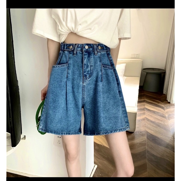 Quần short bò nữ cạp cao mặc lên siêu xinh_001