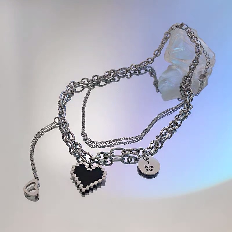 Vòng cổ Kim Loại Mặt Trái Tim Đôi Thời Trang Dành Cho Nữ