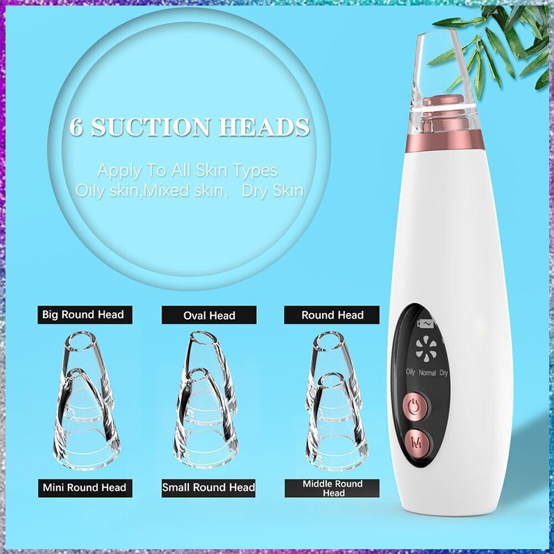 Máy Hút Mụn Mini Cầm Tay Rung Siêu Âm, Chăm Sóc Da Mặt Cao Cấp Với Ba Đầu Hút Mụn, Làm Sạch Sâu Làn Da Nhanh Chóng