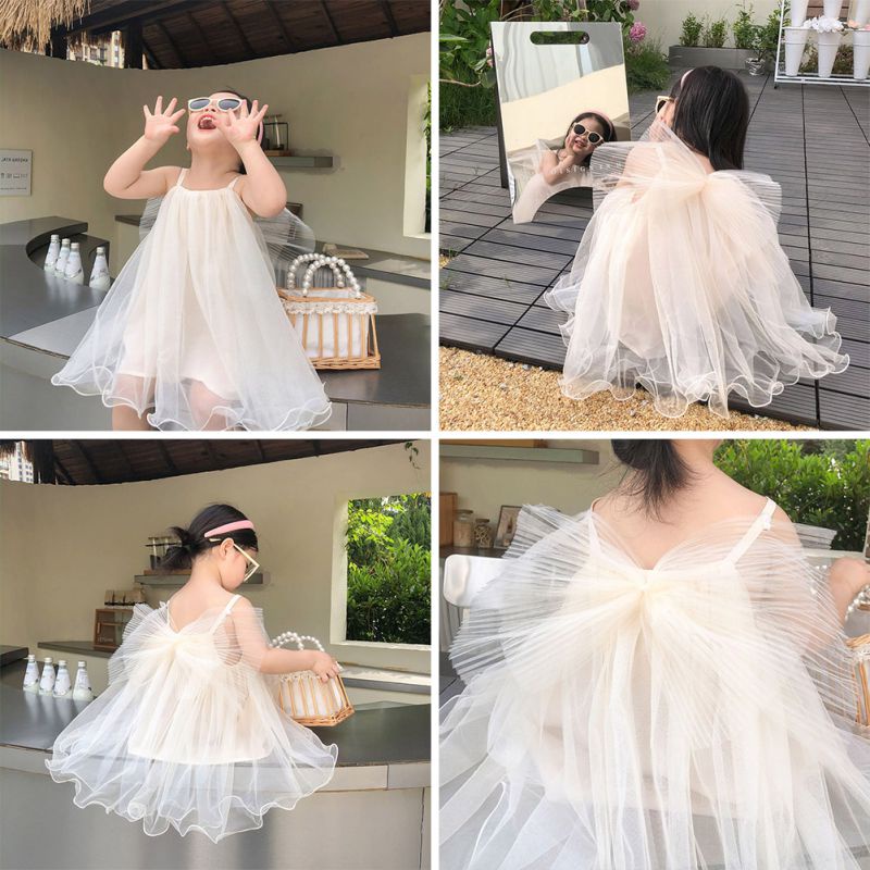 Đầm Công Chúa Đính Nơ Lưng Đáng Yêu Kiểu Phương Tây Với 5 Size 1 Màu Sắc Cho Bé Gái