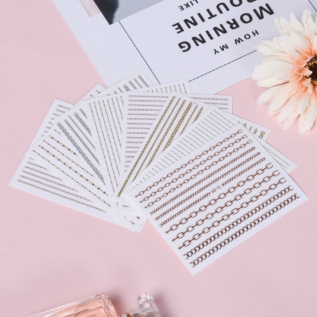 [Hàng mới về] Miếng dán viền vàng 3D dùng trang trí móng tay làm nail chuyên dụng