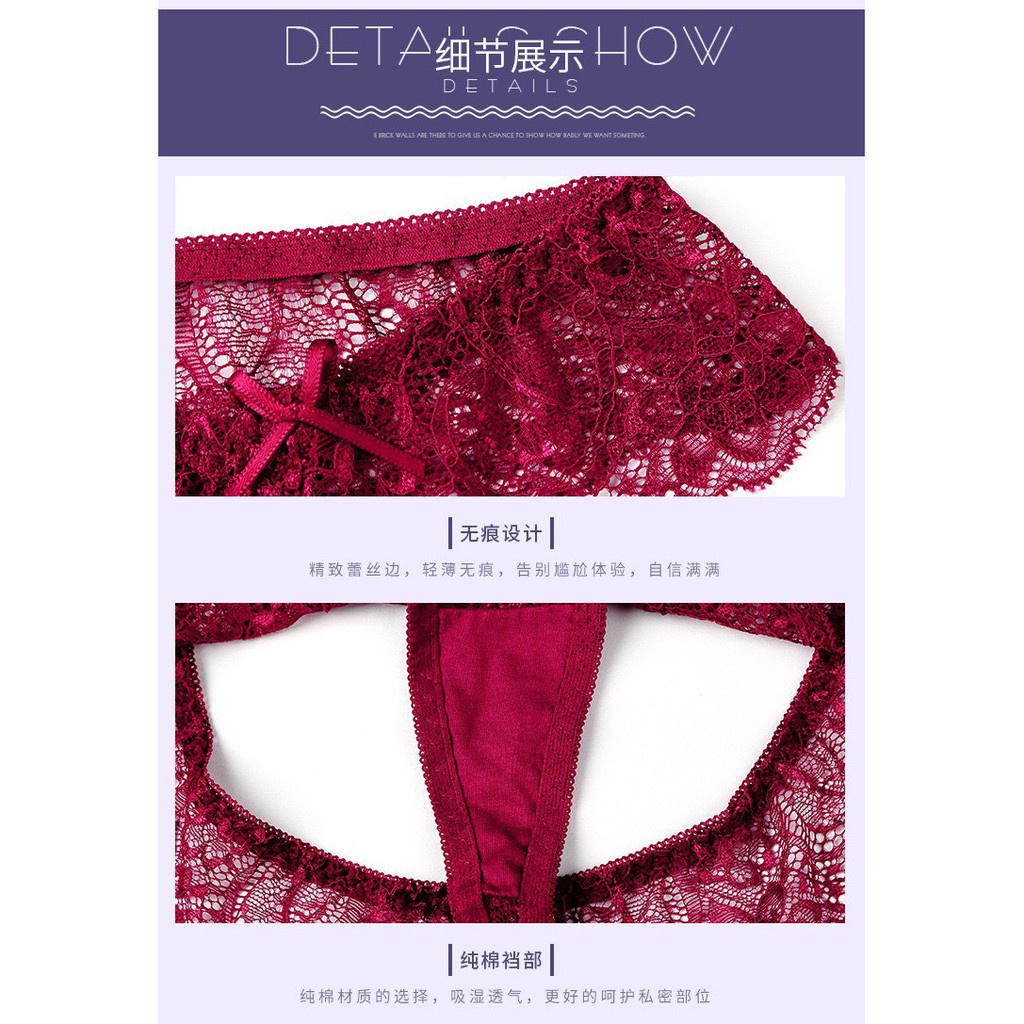 Quần Lót Nữ Ren Lọt Khe thiết kế 2 nơ nhỏ sexy gợi cảm trong suốt tôn dáng 980