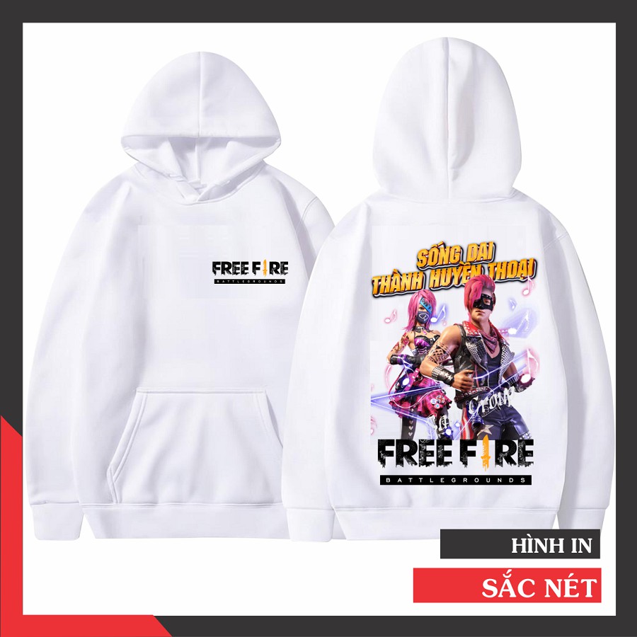 ÁO HOODIE Free Fire Màu Trắng Chất Nỉ Dầy Dặn Cặp Đôi Rocke Nam Nữ