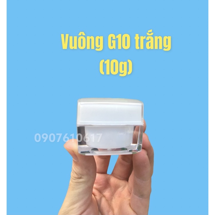 Hủ vuông G10 trắng 10g chiết kem face