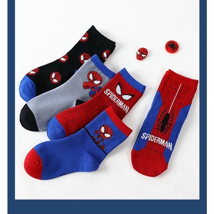 SP000908 Tất len spiderman, batman, superman siêu xinh set 5 đôi tất siêu nhân người nhện cho bé trai 1-12T