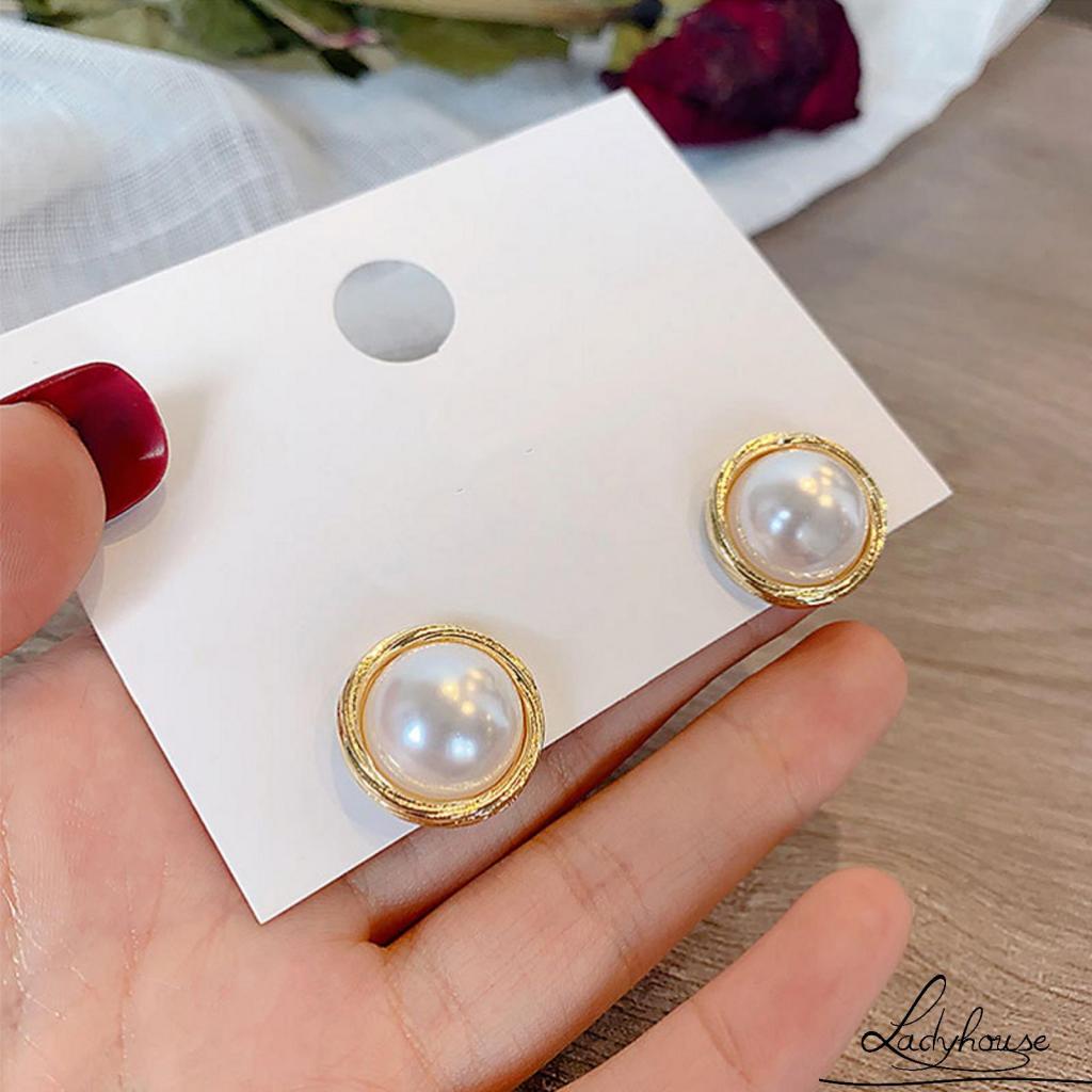 Bông Tai Xỏ Hình Tròn Đính Hạt Tinh Tế Dành Cho Nữ