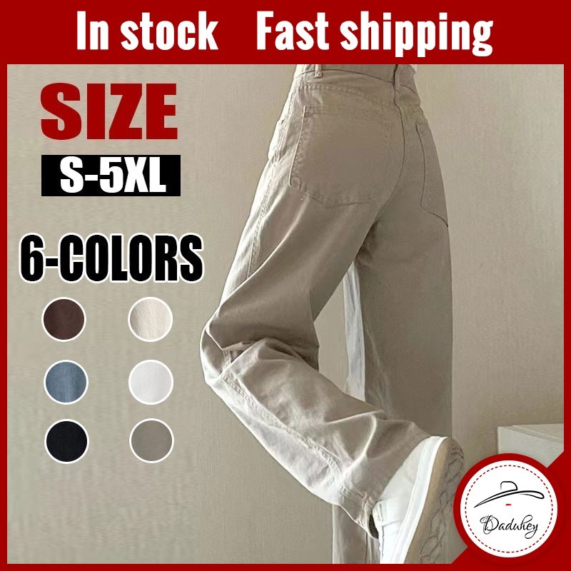  Quần jeans ống rộng eo cao thời trang đường phố sành điệu với 6 màu tùy chọn dành cho nữ