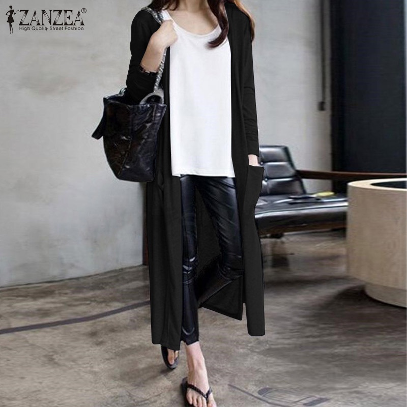 Áo cardigan Zanzea tay dài cổ chữ v màu trơn thời trang cho nữ