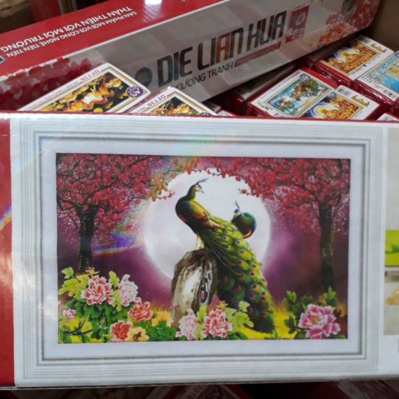 TRANH ĐÍNH ĐÁ HOA KHAI PHÚ QUÝ DF524 (75*50)