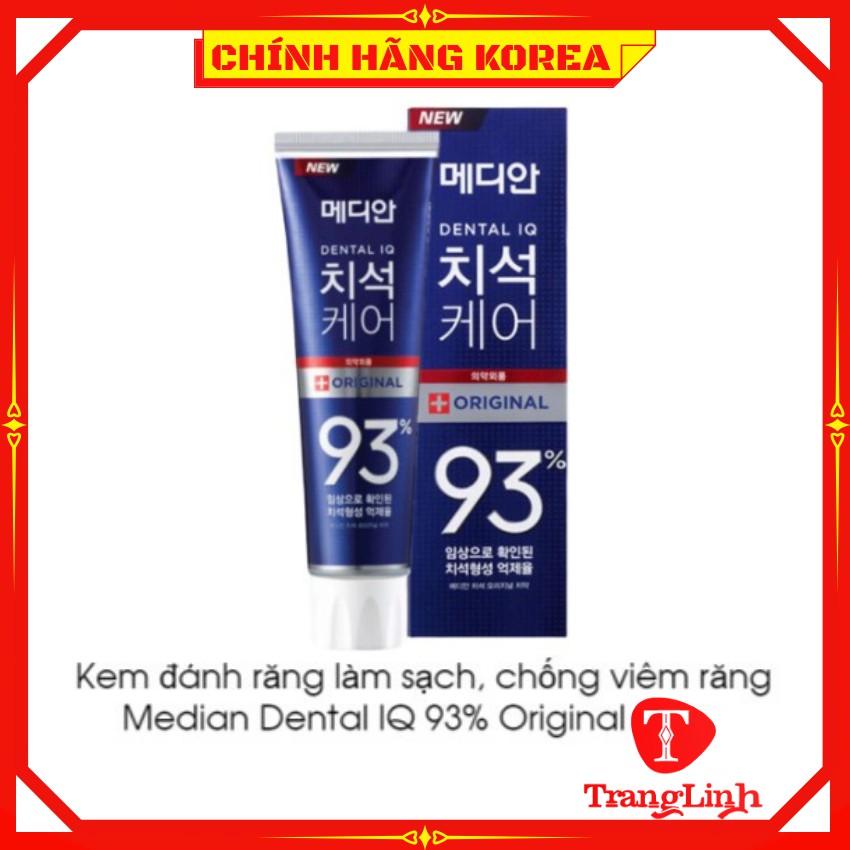 Kem đánh răng Median 93% số 1 hàn quốc, tuýp 120gr - Giúp trắng răng, thơm miệng - tranglinhkorea