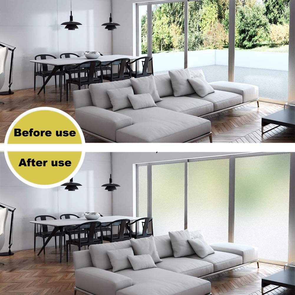 Miếng Dán Cửa Kính Mờ Họa Tiết Kẻ Sọc Cách Nhiệt Chống Tia UV Tiện Dụng DIY