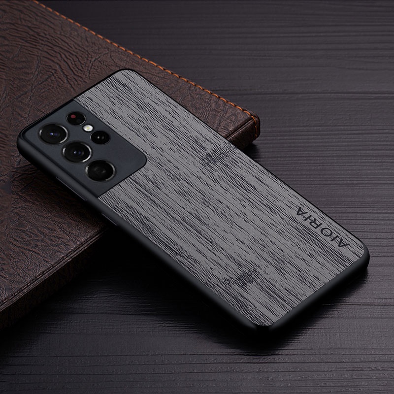 Ốp Điện Thoại Da Họa Tiết Gỗ Tre Sang Trọng Cho samsung galaxy s21 ultra plus fe 5g funda