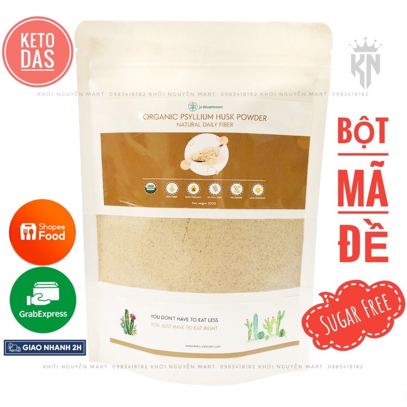 Bột Vỏ Hạt Mã Đề Hữu Cơ Túi 200g Cải Thiện Táo Bón Cho Keto Das