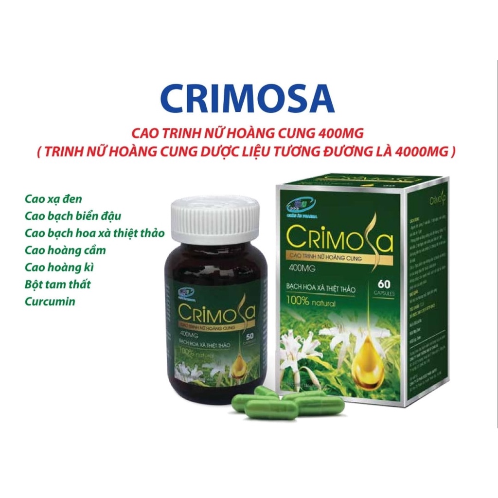 VIÊN UỐNG TRINH NỮ HOÀNG CUNG CRIMOSA – NGĂN NGỪA U XƠ TỬ CUNG, BUỒNG TRỨNG - PHÌ ĐẠI TUYẾN TIỀN LIỆT - LỌ 50 VIÊN