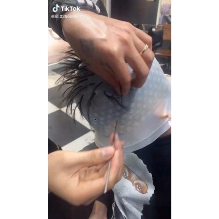 ❌giá sỉ❌ mũ móc light kèm cây kim móc nhuộm tóc, tẩy tóc highlight