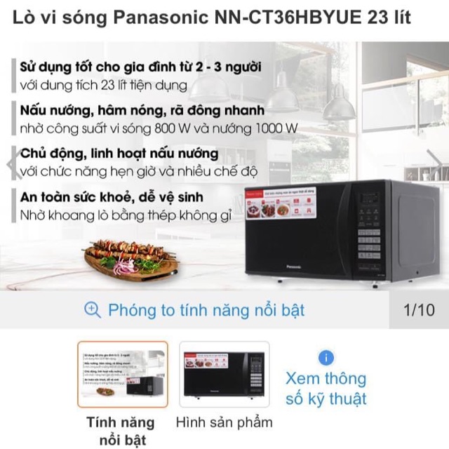 Lò vi sóng Panasonic NN-CT36HBYUE 23 lít( hàng trưng bày )