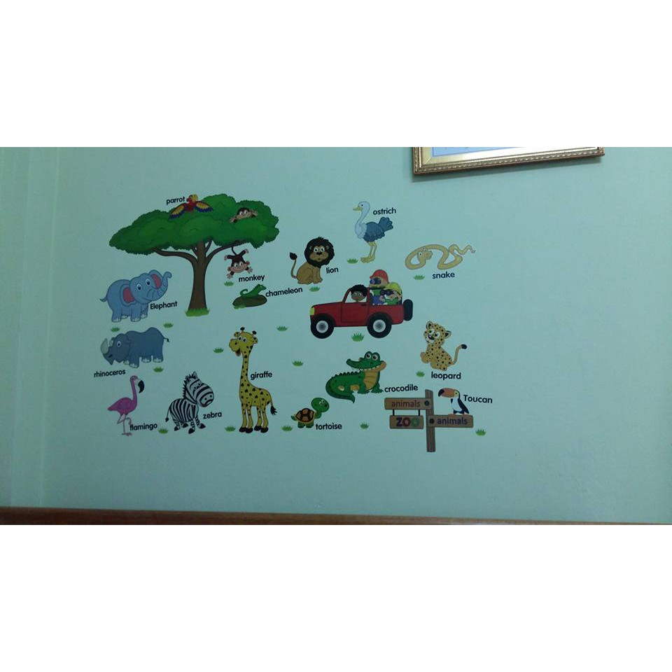 Decal dán tường Thú Tiếng Anh