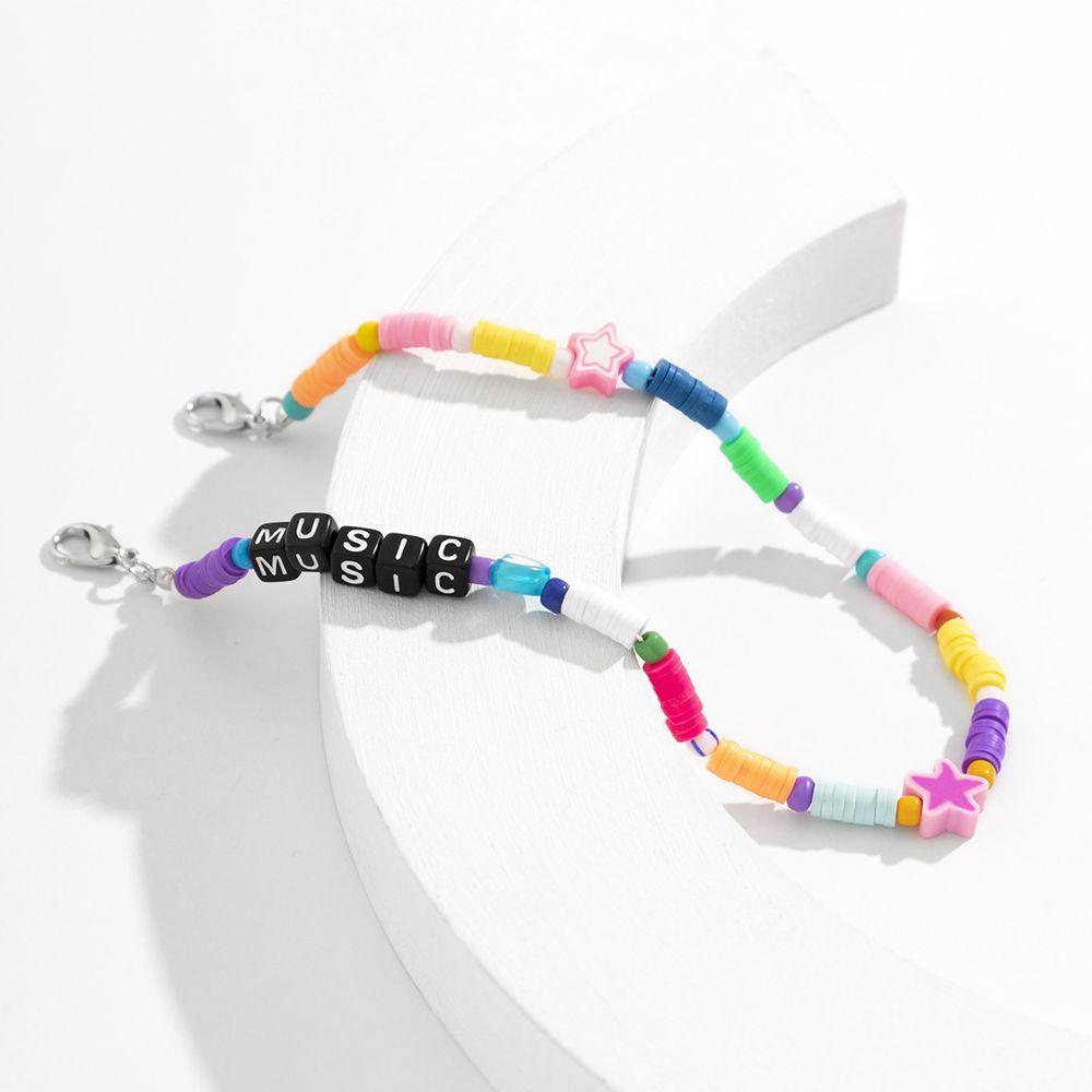 Lắc Chân VANES1 Bằng Sứ Mềm Mại Nhiều Màu Sắc Họa Tiết Chữ Thời Trang Cho Nữ