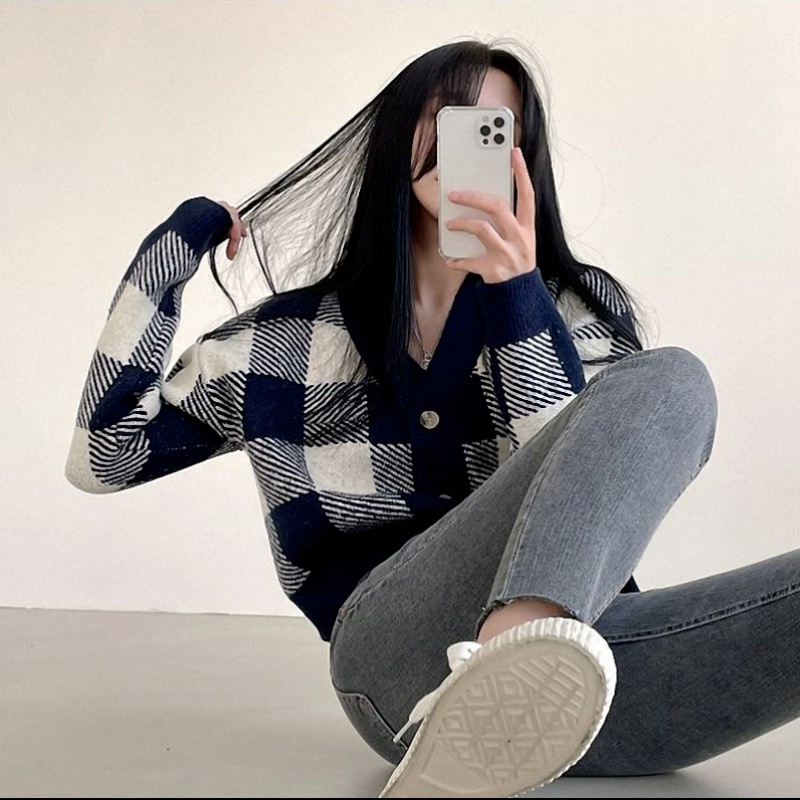 Áo khoác cardigan ZHELIHANGFEI dệt kim tay dài dáng ngắn dễ phối đồ thời trang