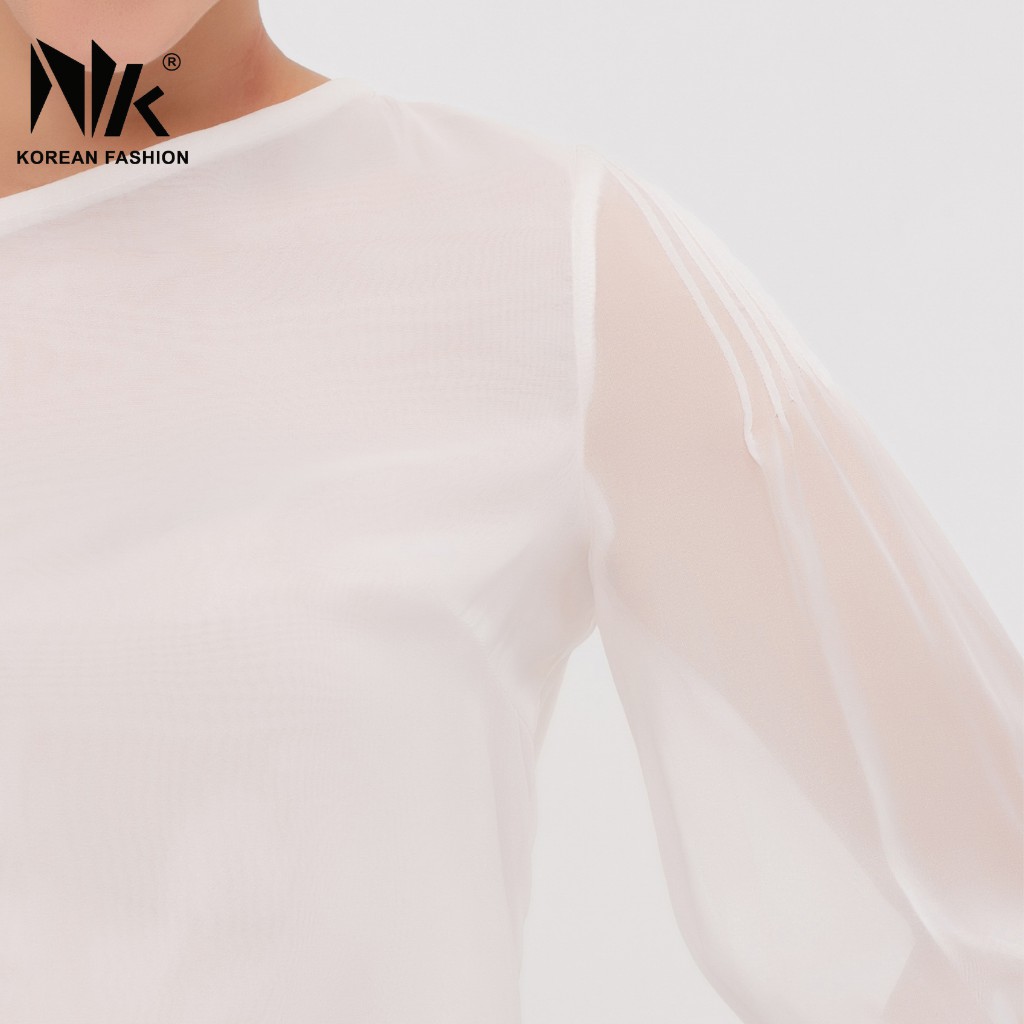 Áo Sơ Mi Nữ Công Sở NK FASHION Cổ Lệch Tay Lỡ, Chất Liệu Voan Lụa Cao Cấp Mềm Mịn NKSM2104004